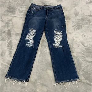 Judy Blue Dark Blue Distressed Flare Jeans